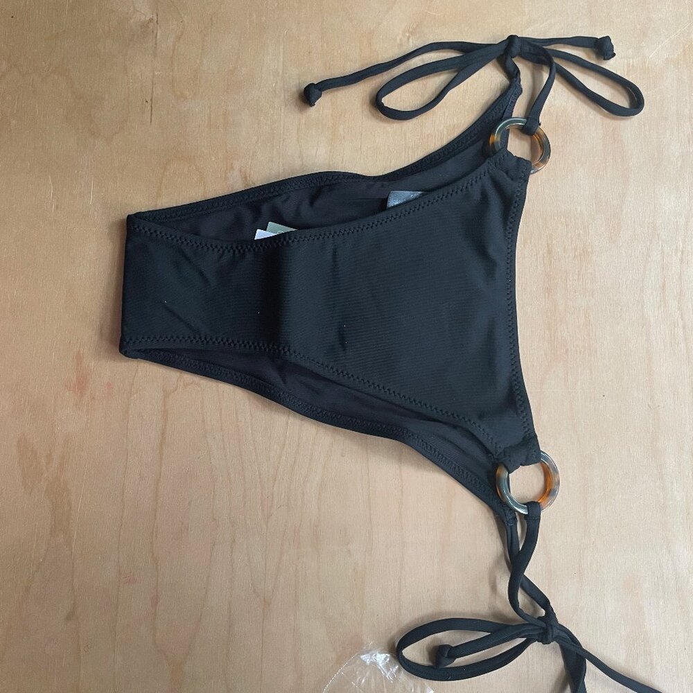 NWT Tie Bikini Bottoms with rin  H&M Black XS (Size 2) RUNS BIG Small (Size 4-6)